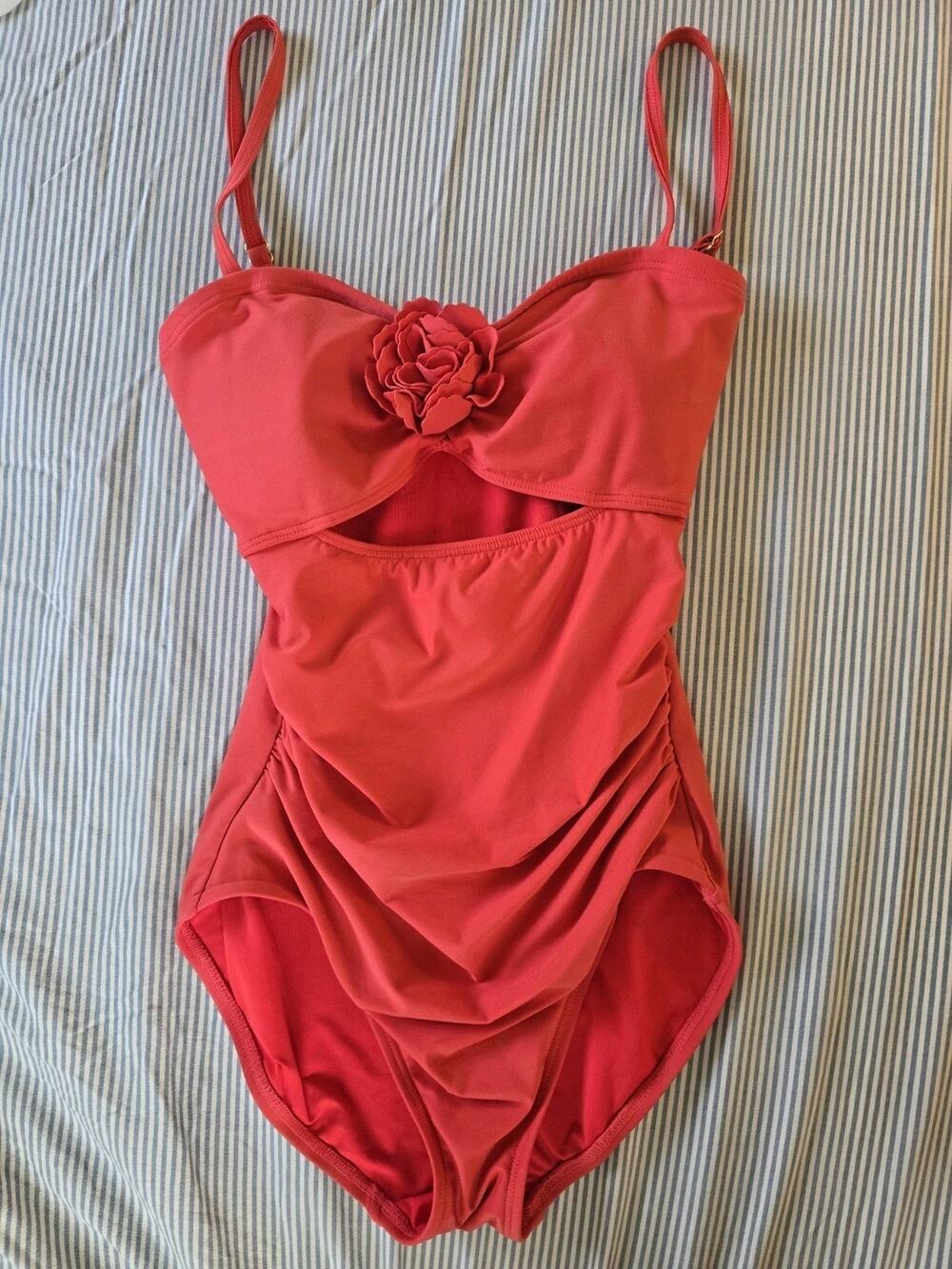 Kate Spade New York Womens Pink Sands Beach Peep Hole One-Piece Swimsuit SMALL